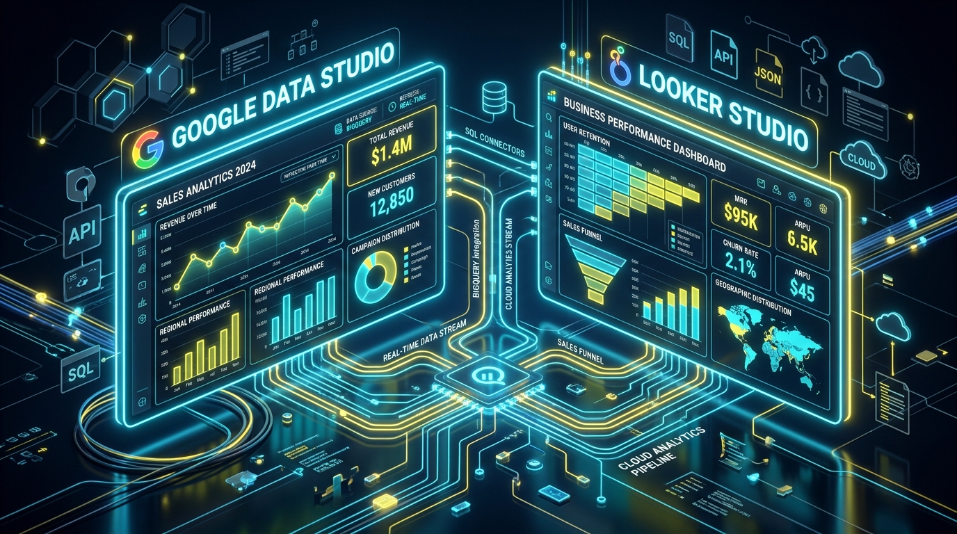 Google Data Studio and Looker Studio Business Intelligence Architecture and Data Pipelines