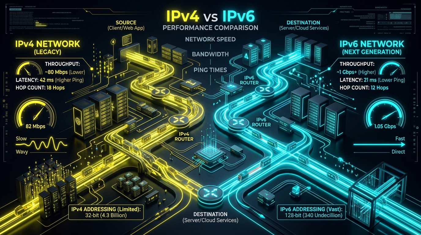 IPv4 vs IPv6 Speed Latency and Network Routing Performance Benchmark