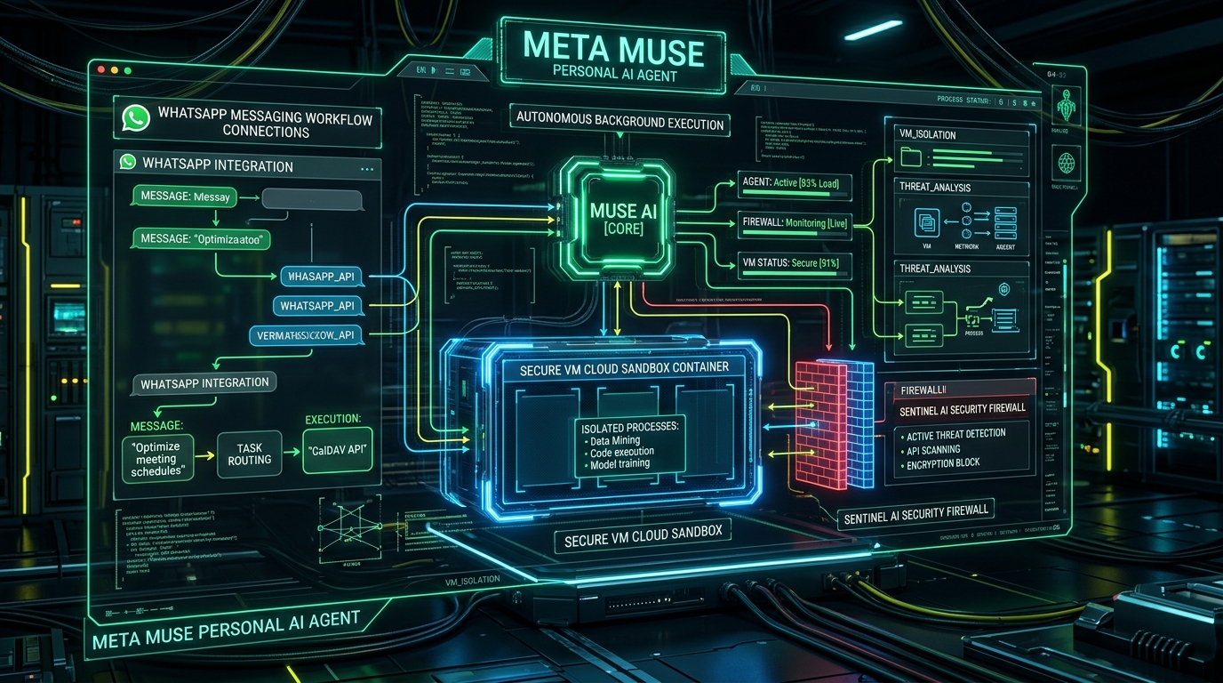 Meta Muse Personal AI Agent Architecture with Secure VM and WhatsApp integration