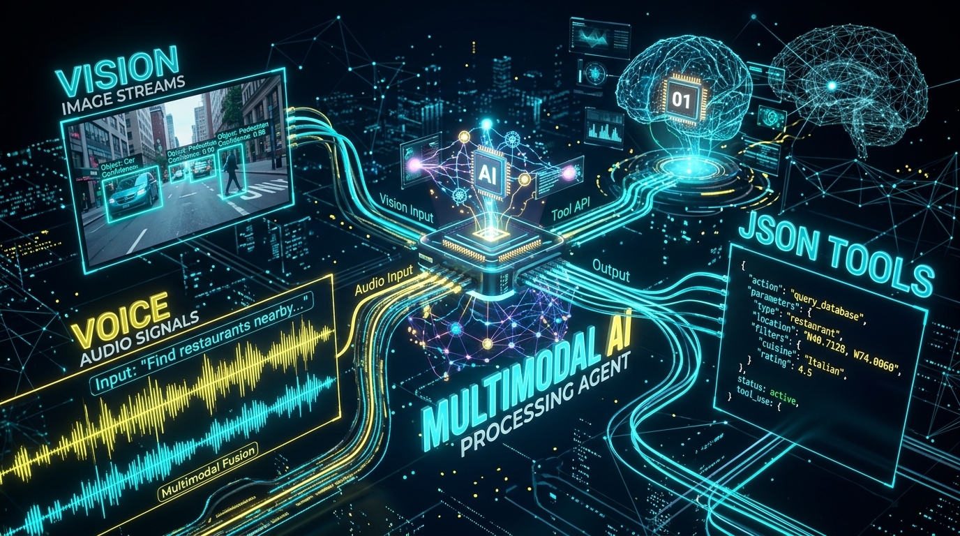 Multimodal AI Agents Processing Vision Streams Audio Waveforms and Tool APIs Technical Architecture