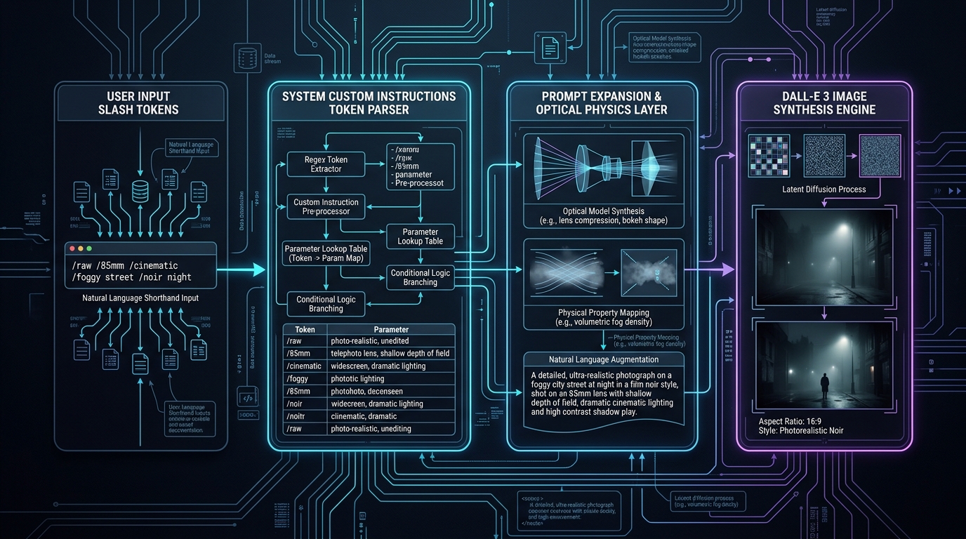 ChatGPT Custom Instructions Slash Command Tokenizer Architecture Flowchart