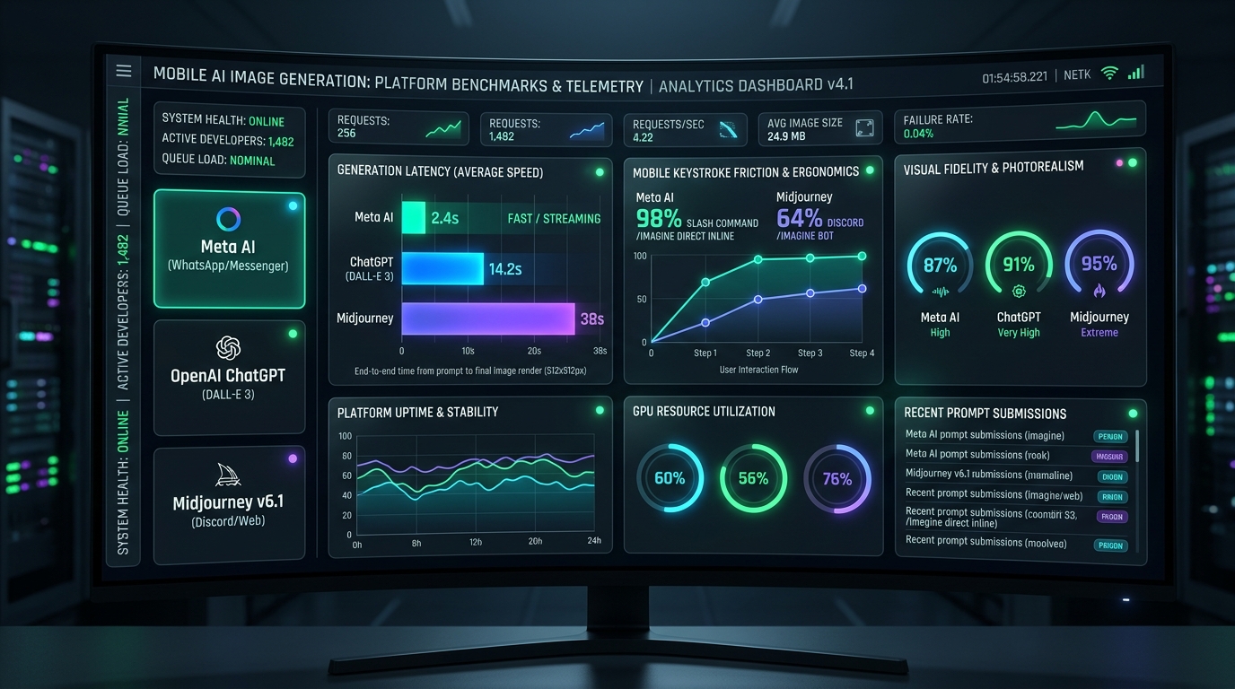 Meta AI vs ChatGPT DALL-E 3 vs Midjourney v6.1 Generation Telemetry Benchmark