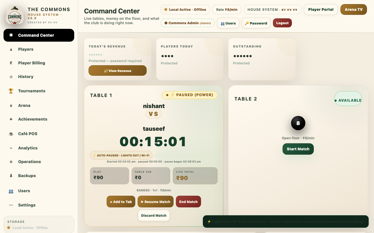 Automated Power Outage Auto-Pause Detection Engine Modal in The Commons ERP